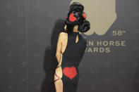 Chinese American actress Bai Ling arrives at the 58th Golden Horse Awards in Taipei, Taiwan, Saturday, Nov. 27, 2021. Bai is a guest at this year's Golden Horse Awards, one of the Chinese-language film industry's biggest annual events. (AP Photo/ Billy Dai)