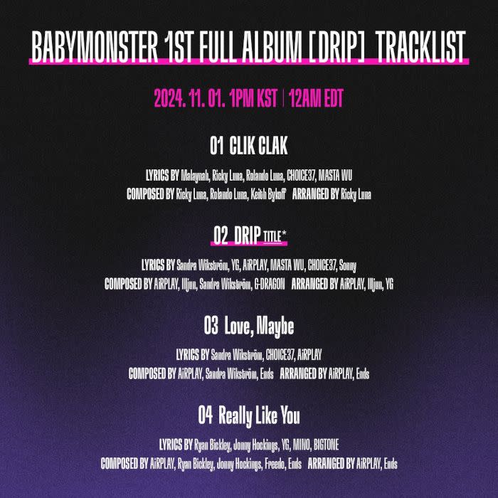 Baby Monster release their track list that include the title track