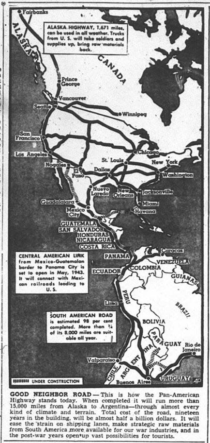 A clipping from the Nov. 27, 1942, Avalanche-Journal shows the Alaska Highway that was used during World War II.