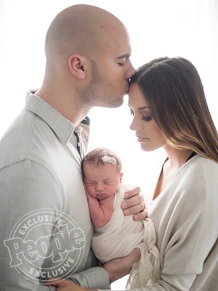 <p>In August 2015, Kramer and Caussin announced they were expecting their first child. </p> <p>Then in January 2016, they welcomed their daughter, <a href="https://people.com/parents/jana-kramer-welcomes-daughter-jolie-rae-first-photo/" rel="nofollow noopener" target="_blank" data-ylk="slk:Jolie Rae;elm:context_link;itc:0;sec:content-canvas" class="link ">Jolie Rae</a>. </p> <p>"Words can’t even begin to describe how much happiness I’m feeling right now," Kramer told PEOPLE at the time. "Holding my healthy and beautiful baby girl in my arms is something that’s truly indescribable. Michael and I are so thankful for this wonderful blessing!" </p>