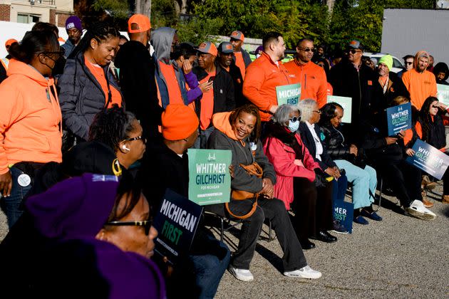 Supporters gather at the start of a campaign kickoff event for Whitmer and Lt. Gov. Garlin Gilchrist II in Detroit on Oct. 21. (Photo: Brittany Greeson for HuffPost)