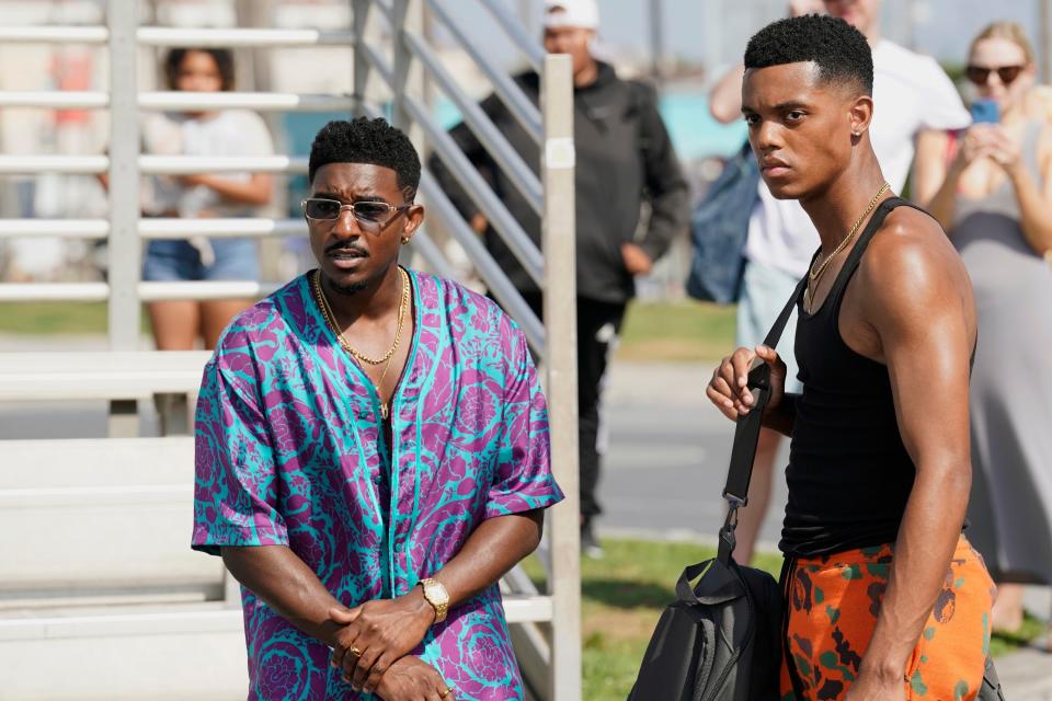 Jordan L. Jones as Jazz, Jabari Banks as Will in Bel-Air season 2