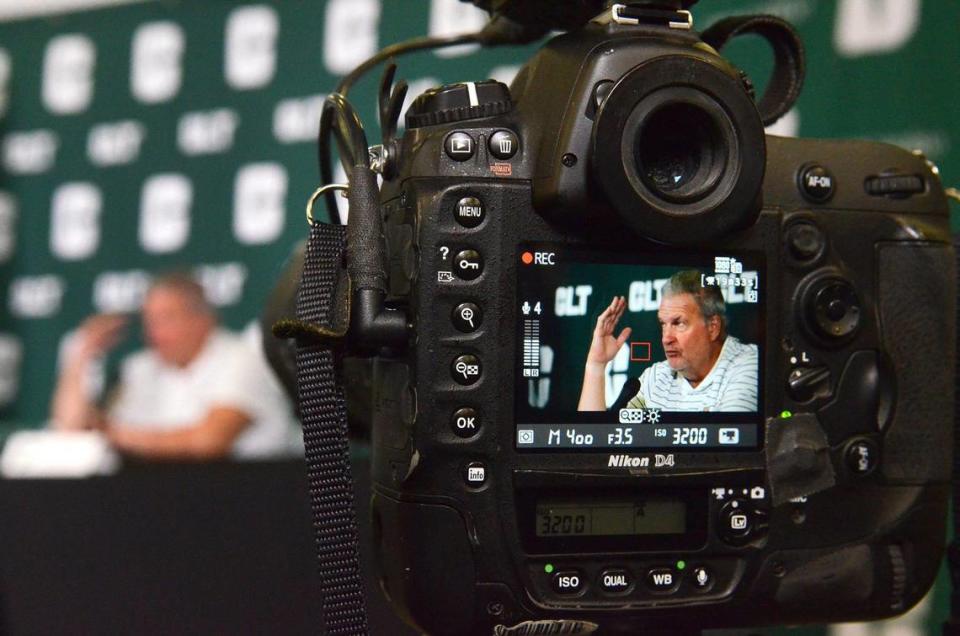 Charlotte 49ers head football coach, Biff Poggi, is looking forward to a successful first season leading the team in the AAC. Photos were made during the 49ers media day on Tuesday, August 15, 2023.