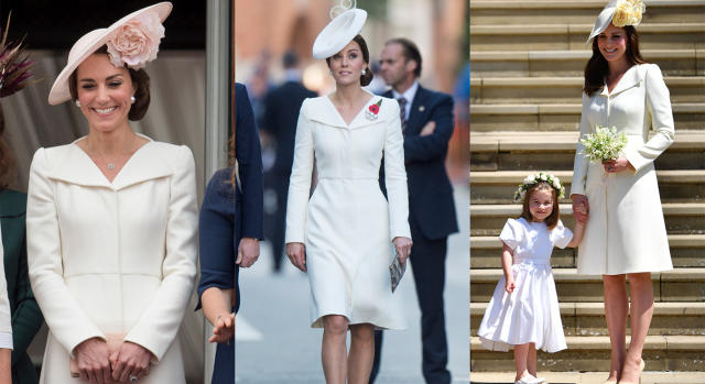 The Duchess of Cambridge has worn the same style dress on numerous occasions. (Getty Images)