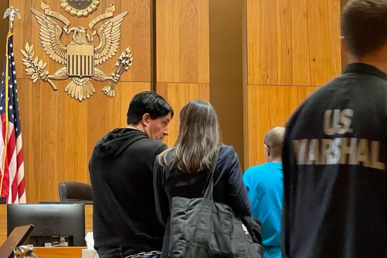 Saint Jovite Youngblood, 51, appears in court in August. A federal magistrate judge has described Youngblood's case as “the most massive pattern of intimidation of threats and violence and death I have ever seen.”