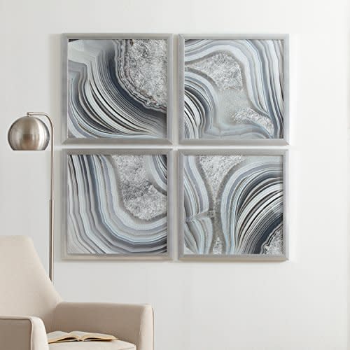 Rivet Set of 4 Silver Geodes Prints Wall Art Decor (Amazon / Amazon)