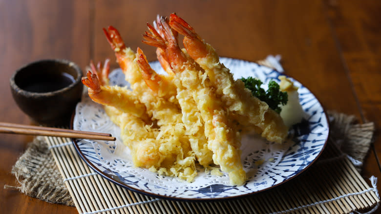 plate of tempura shrimp