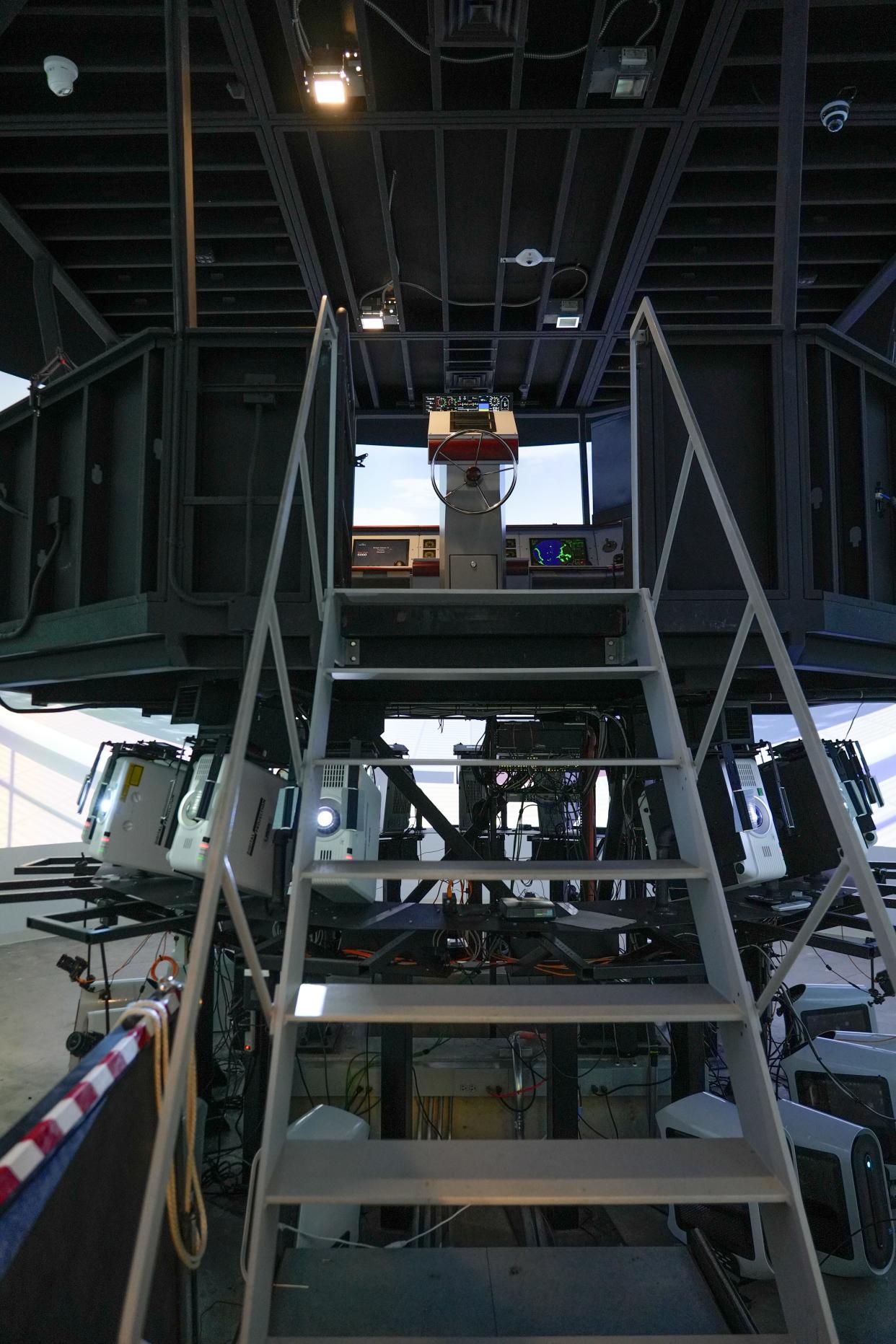 California State University Maritime Academy has two 360-degree, full-mission simulators on campus that allow students to practice emergency or routine scenarios in preparation for what they will encounter when they enter their professions full-time.