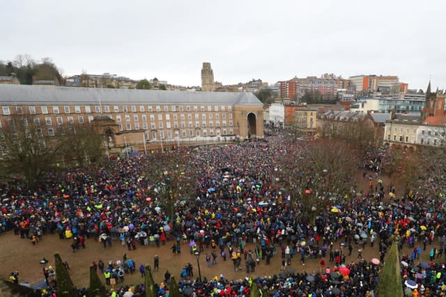 Thousands of environmental activists joined the Bristol Youth Strike 4 Climate protest (Aaron Chown/PA)