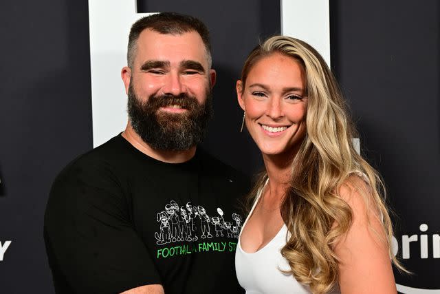 <p>Lisa Lake/Getty Images for Prime Video</p> Jason Kelce and Kylie Kelce.