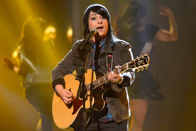 <p>Ken McKay/Thames/Shutterstock </p> Lucy Spraggan performing in 2012