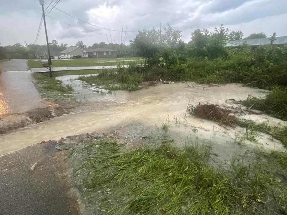 Heavy rains washed the road out on Tawannah Trail off McClain Street in Hokes Bluff.