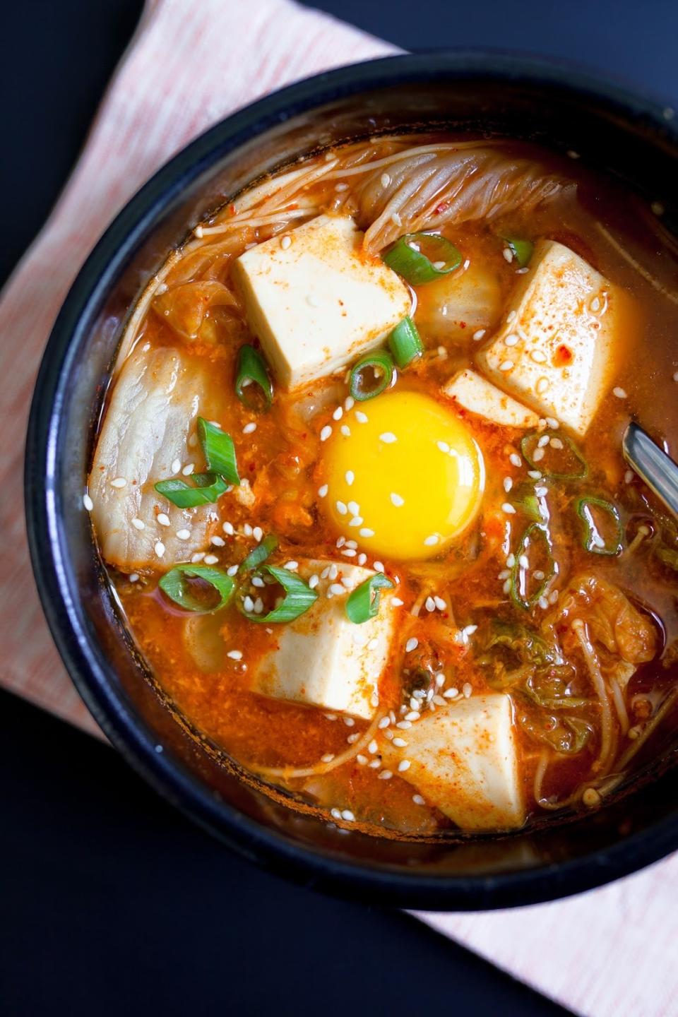 tofu and egg yolk in the bowl