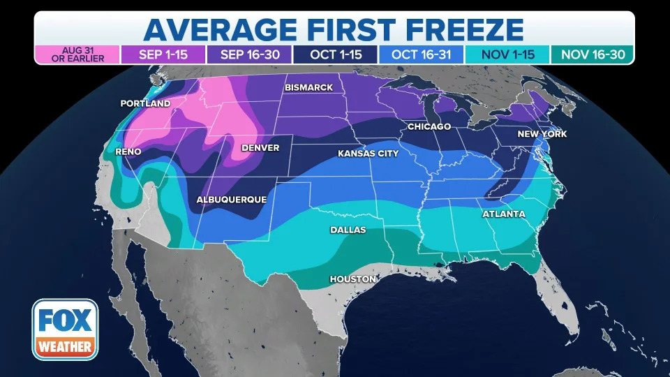 Average first freeze map