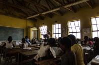 Social worker Bongeka Ndaba works with children of the Zamuthule Primary School as part of the initiative, helping them engage with their own difficulties