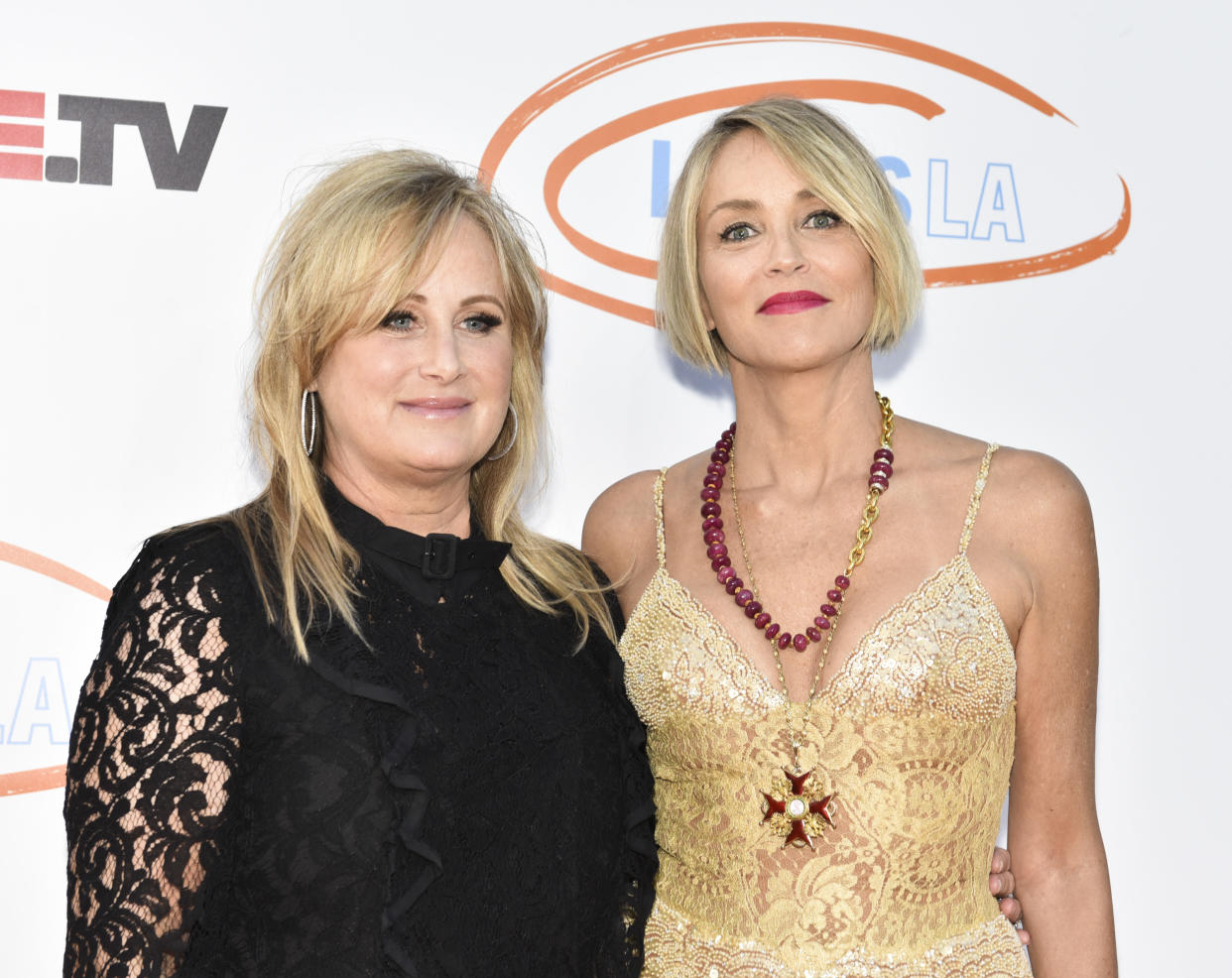 Sharon Stone (L) and philanthropist Kelly Stone attend Lupus LA's 2017 Orange Ball: Rocket To A Cure at California Science Center on April 22, 2017 in Los Angeles, California.  (Photo by Rodin Eckenroth/WireImage)