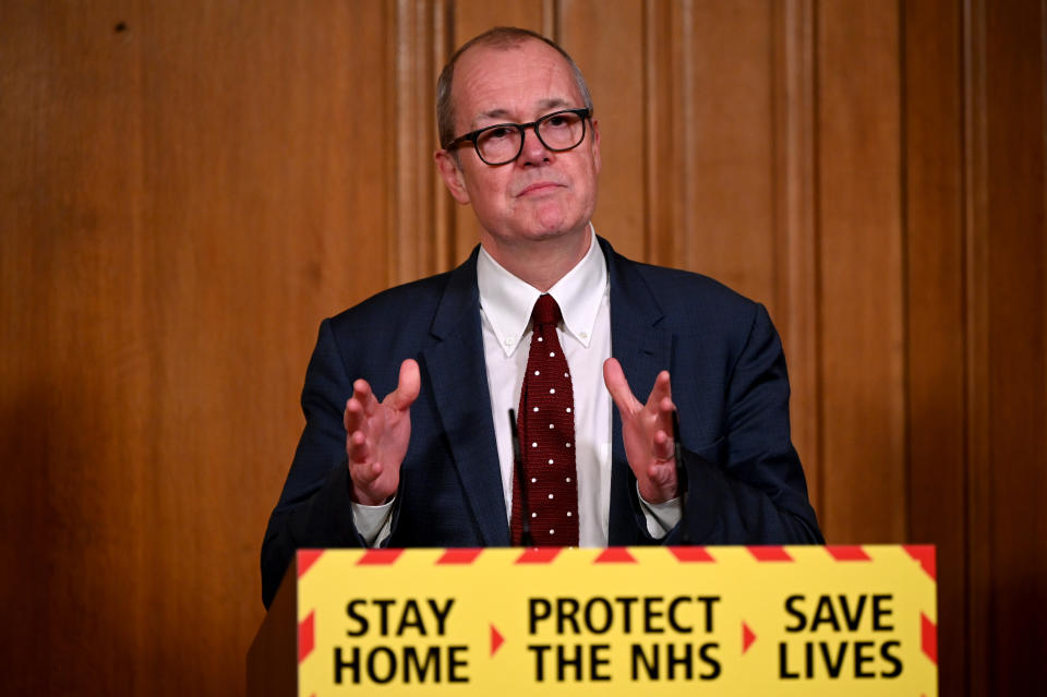 Chief scientific adviser Sir Patrick Vallance during a media briefing in Downing Street, London, on coronavirus (COVID-19). Picture date: Friday January 22, 2021. (Photo by Leon Neal/PA Images via Getty Images)