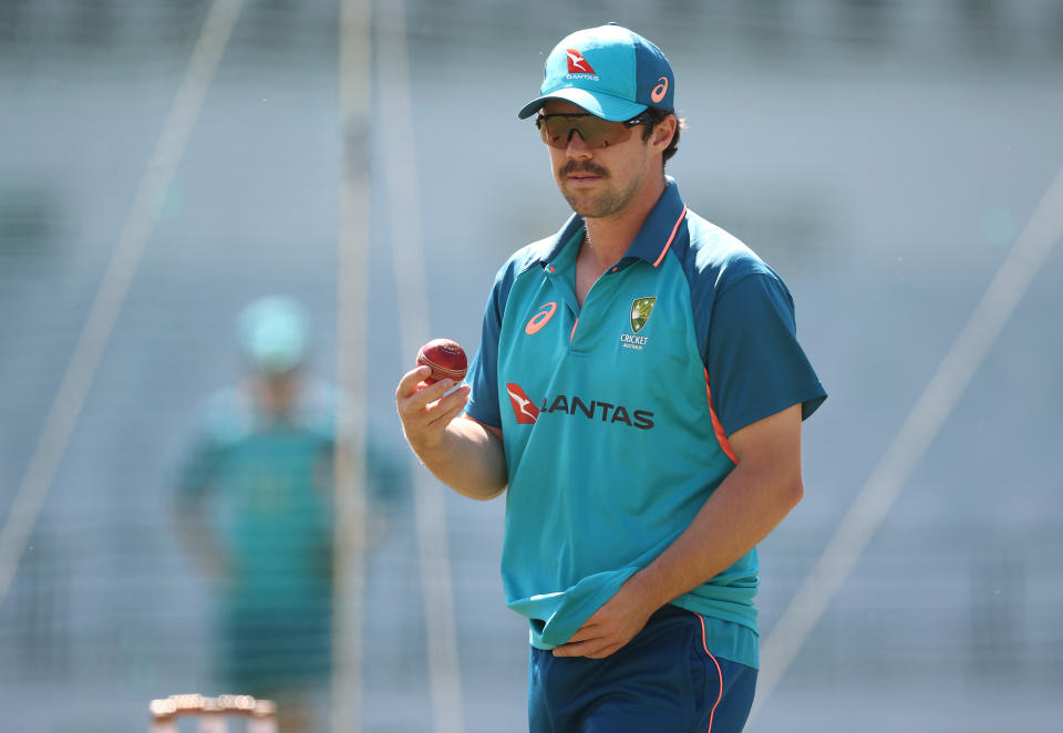 Travis Head, pictured here during an Aussie training session in Delhi.