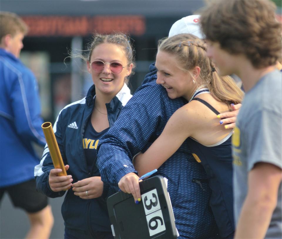 Ana Fortier learns she is state bound in the 100m run during the MHSAA Regional 11-2 track meet on Friday, May 19 at Shepherd High School.