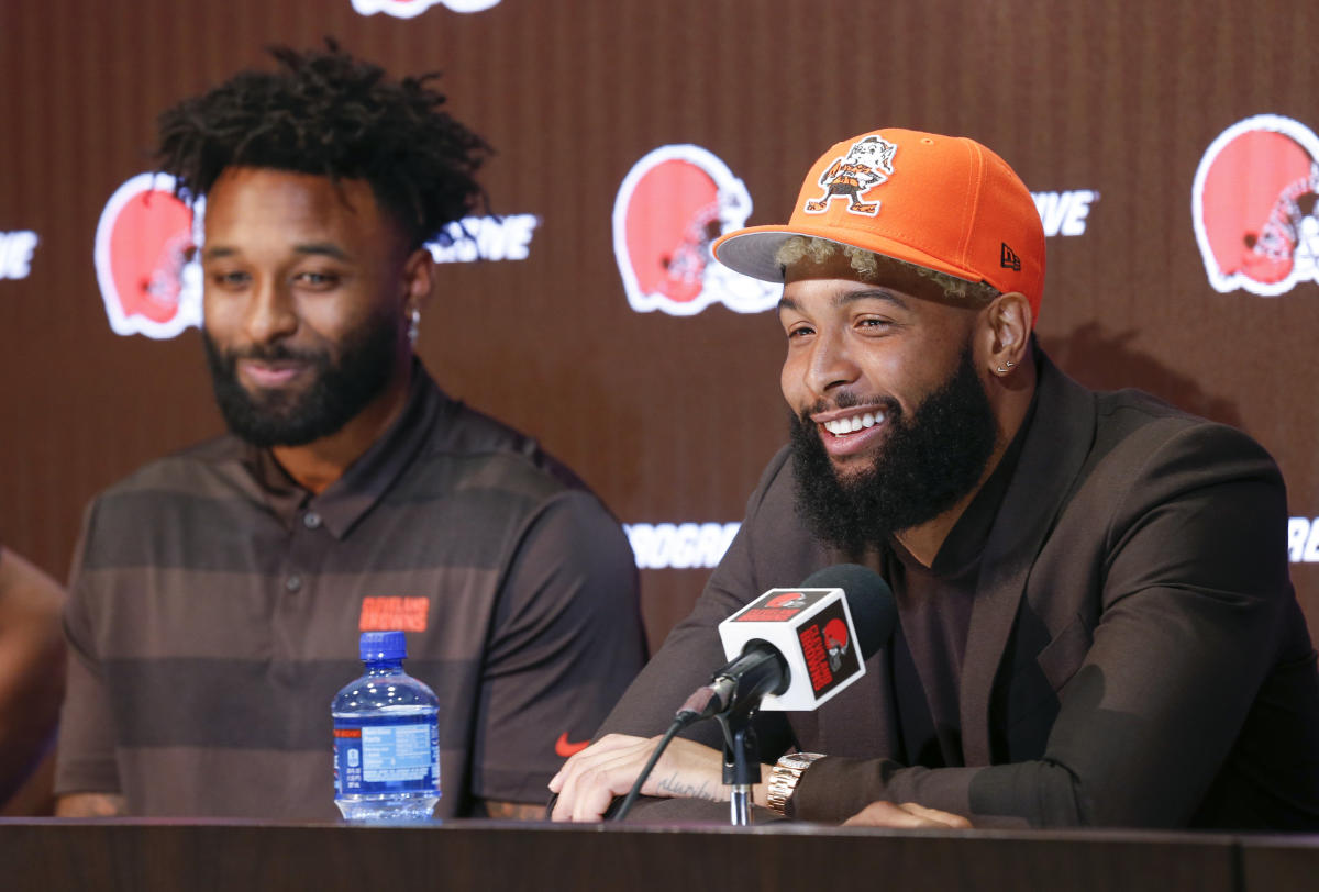 Watch: Odell Beckham Jr. joined by Baker Mayfield, Jarvis Landry, Myles  Garrett at introductory press conference