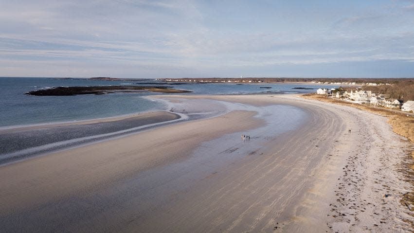 Gulf of Maine Field Studies students from Kennebunk High School conducting their ongoing beach profiling project on Goose Rocks Beach in Kennebunkport. Data collected from this project contributes to the Maine Geological Survey, a statewide initiative that informs mitigation decisions regarding our changing coastlines.