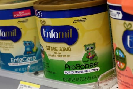 FILE PHOTO: Mead Johnson's product Enfamil baby formula are displayed on a store shelf in New York