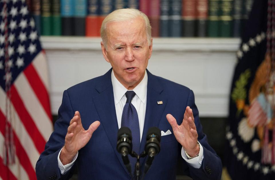 US President Joe Biden delivers remarks in the Roosevelt Room of the White House in Washington, DC, on May 24, 2022, after a gunman shot dead 18 young children at an elementary school in Texas.