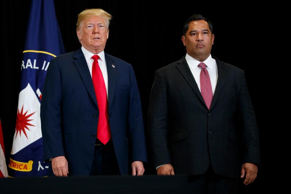 President Donald Trump with Bulatao during a swearing-in ceremony for incoming CIA Director Gina Haspel in 2018. 