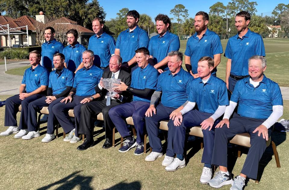 The amateur team won the 31st Underwood Cup Matches on Tuesday at the San Jose Country Club. In the center, front row, is sponsor Clayton Bromberg of Underwood Jewelers.