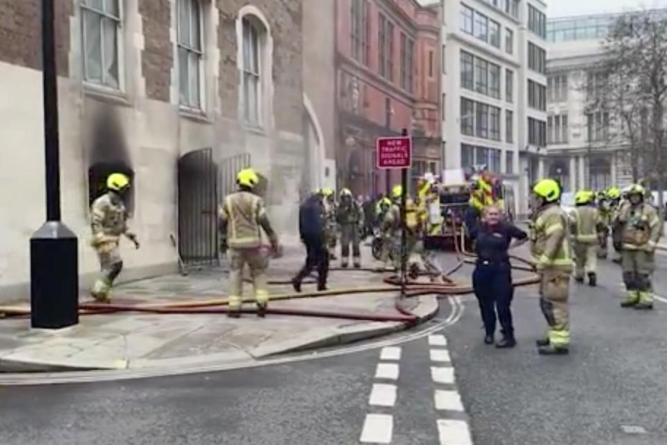 Firemen at the Old Bailey following a fire in an electrical substation (NickJBBC/X)