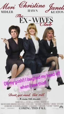 <p>Christine Brown/Instagram</p> Christine Brown shared a hilarious meme on her Instagram Story Thursday of herself, Janelle and Meri Brown as the "Ex-Wives Club"