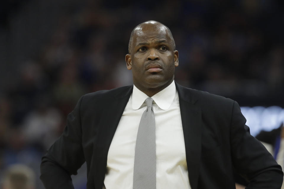 Indiana Pacers head coach Nate McMillan duirng an NBA basketball game against the Golden State Warriors in San Francisco, Friday, Jan. 24, 2020. (AP Photo/Jeff Chiu)