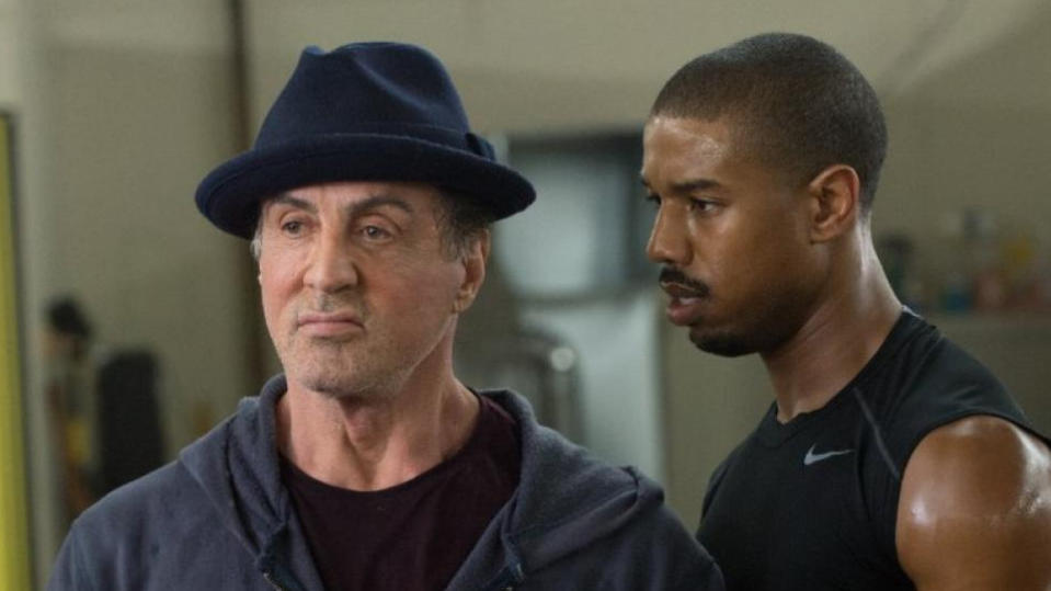 Sylvester Stallone as Rocky and Michael B. Jordan as Adonis in 'Creed'. (Credit: Warner Bros)