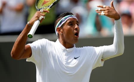 Men's Singles - Australia's Nick Kyrgios celebrates during the third round Mandatory Credit: Action Images / Andrew Couldridge Livepic