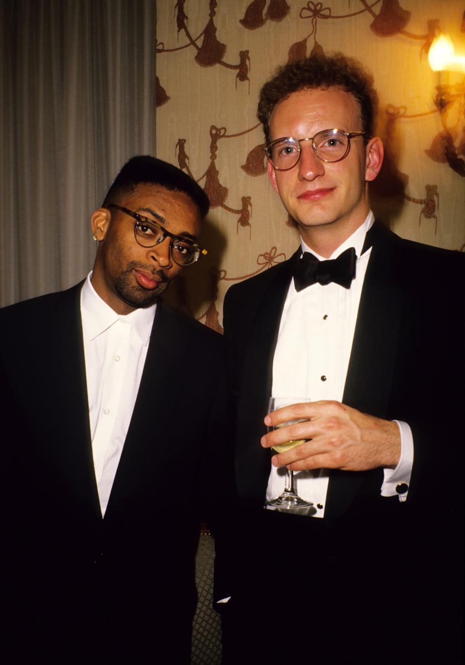 Spike Lee and Steven Soderbergh at a party during the 42nd Cannes Film Festival in 1989.