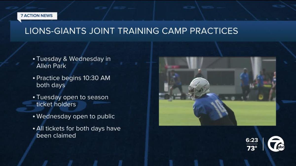 NY Giants joint practice with Detroit Lions in training camp