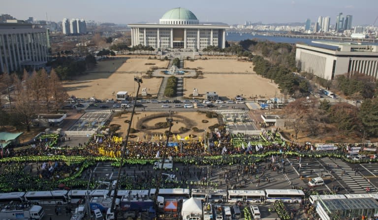 Protesters in Seoul are urging the impeachment of South Korea's President Park Geun-Hye, December 9, 2016