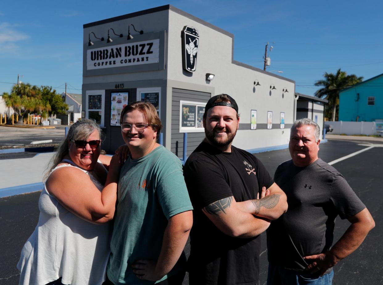 From left: Sharon, Adam, Alex and Jefff Eble are the nucleus behind the family-owned Urban Buzz Coffee Company located at 4413 Del Prado Blvd. South in Cape Coral.