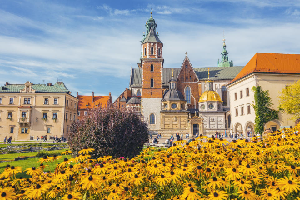 Wawel Cathedral in Krakow during sunny day.