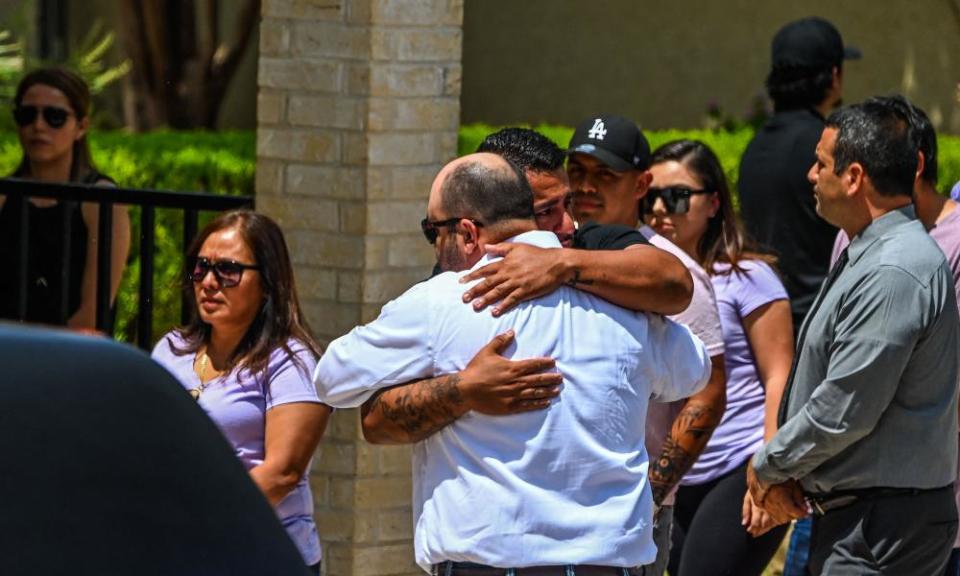 Family and friends mourn during the funeral of Amerie Jo Garza, who died in the mass shooting at Robb Elementary School, at Sacred Heart Catholic church in Uvalde, Texas, on Tuesday.