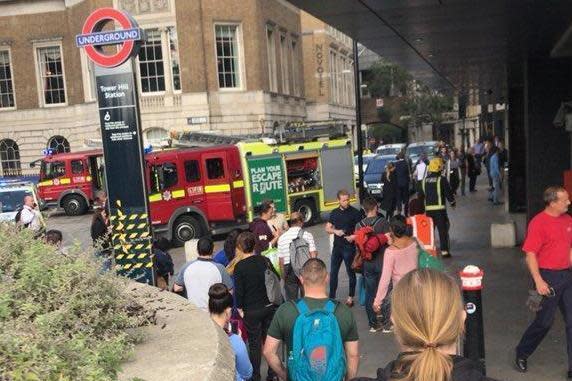 Emergency response: A fire engine outside Tower Hill station (@seankelly94_)