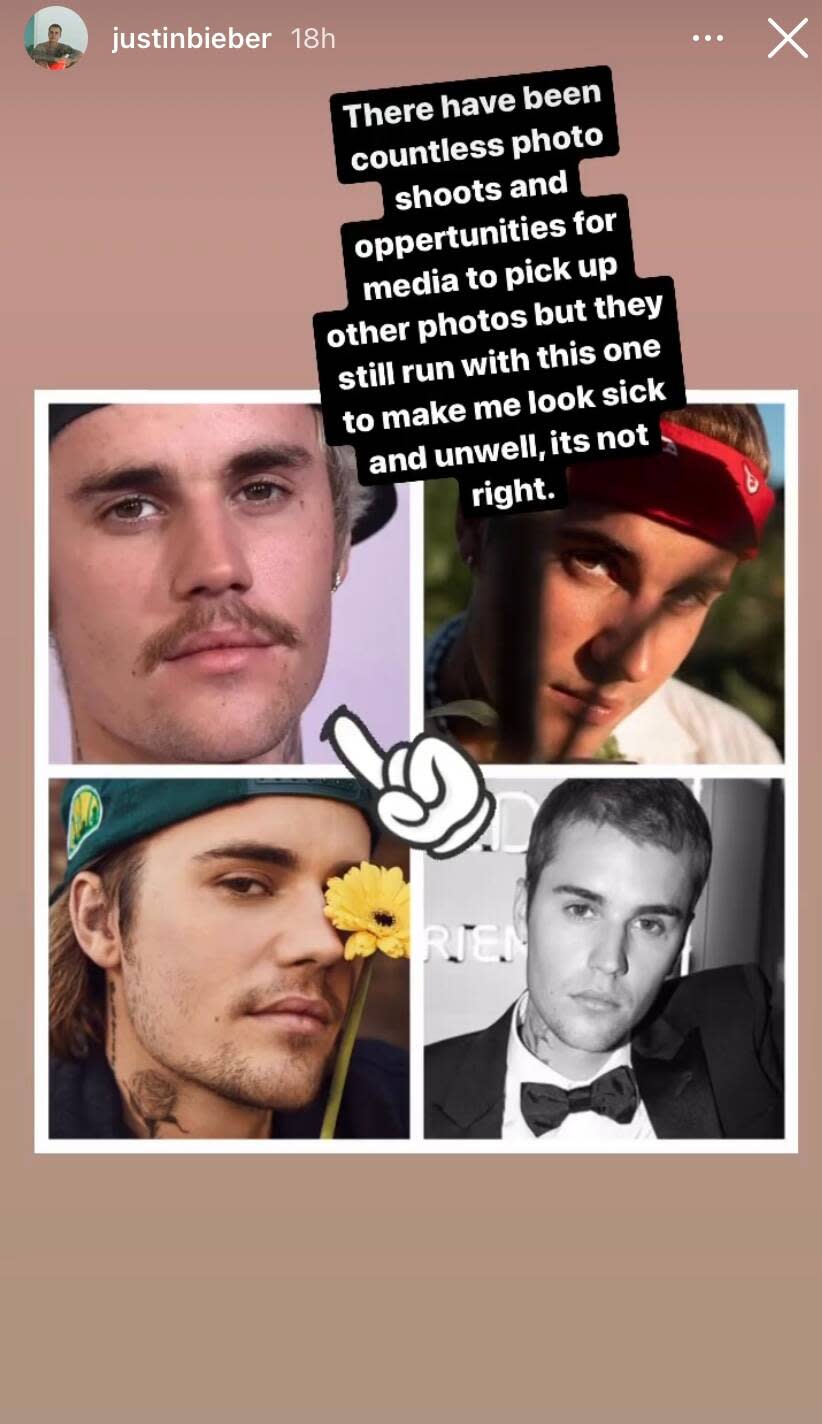 Justin Bieber Instagram Story