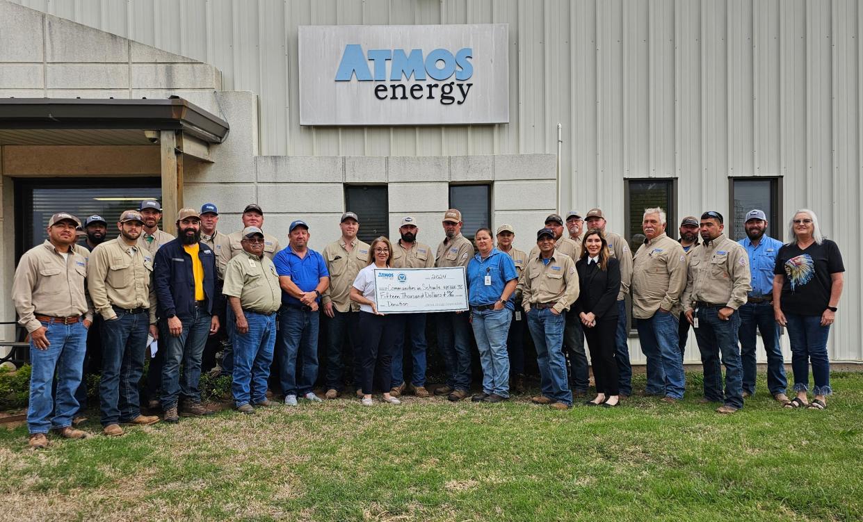 Atmos Energy made a corporate donation to Communities in Schools in Texas with $15,000 designated for the Wichita Falls area on April 15 at Atmos Energy’s Wichita Falls Service Center Monday.