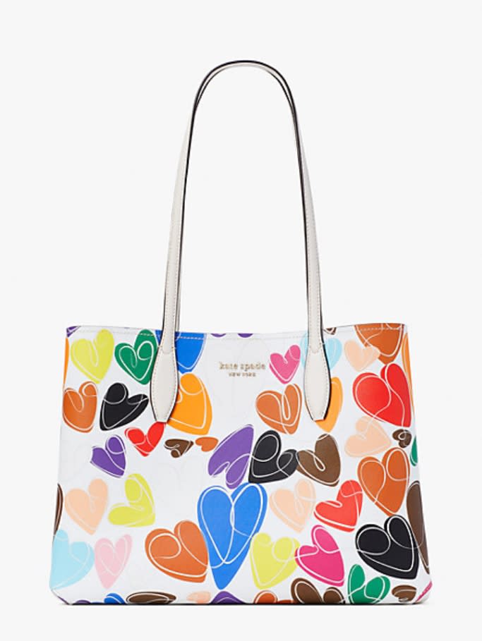 Kate Spade all day rainbow hearts large tote. - Credit: Courtesy of Kate Spade