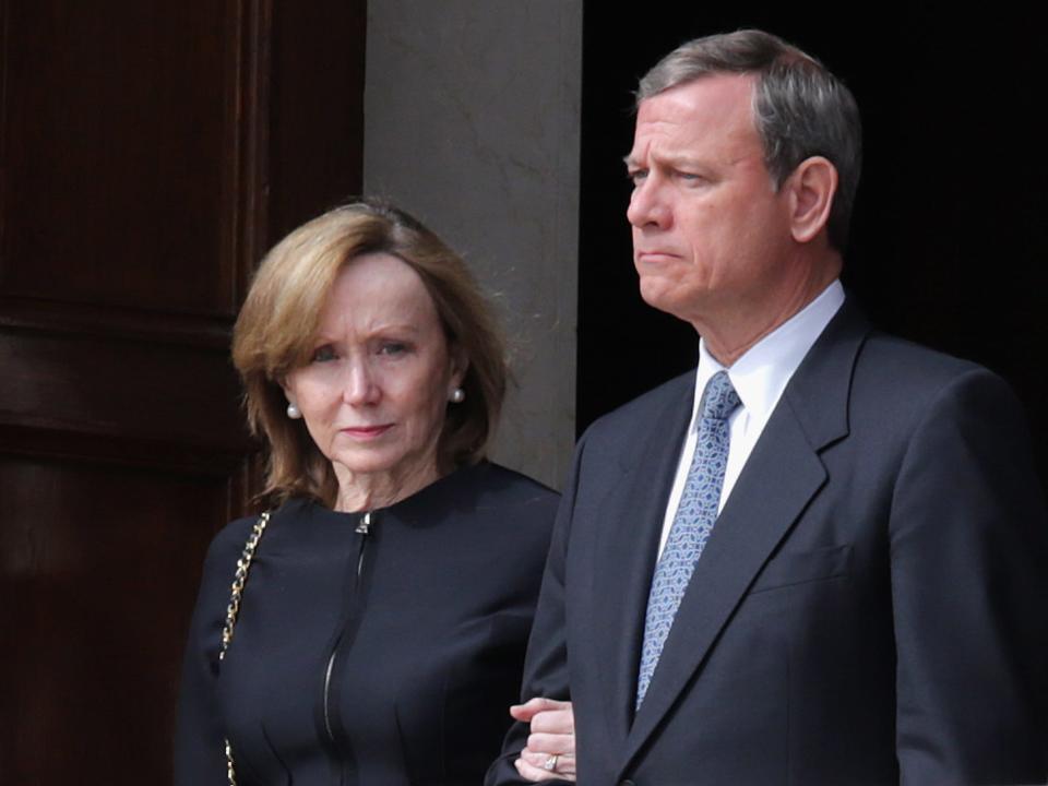 Supreme Court Chief Justice John Roberts and his wife Jane shortly after the funeral of Antonin Scalia in 2016.