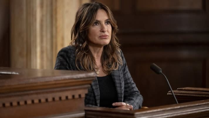  Mariska Hargitay as Captain Olivia Benson in court Law & Order: SVU season 25 episode 10. 