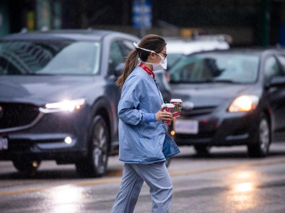 A health-care worker is pictured at St. Paul’s Hospital in Vancouver on Jan. 10.  (Ben Nelms/CBC - image credit)