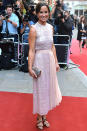 No plunging necklines or sky-high splits here! Pippa Middleton looks pretty in a pastel pink dress by Hugo Boss. <b>Related:</b> Kate Middleton's top 10 surprising fashion moments