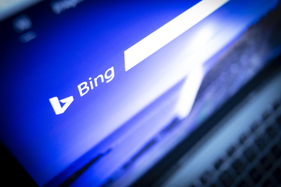 The Microsoft Bing search engine is seen on a laptop screen in this photo illustration on January 24, 2019. Microsoft's search engine has been blocked in China by authorities without any clear reason although experts believe censorship issues are at play. Bing previously was the only foreign search engine available in China which is notorious for it's Great Firewall which severely restricts foreign internet content. (Photo by Jaap Arriens/NurPhoto via Getty Images)