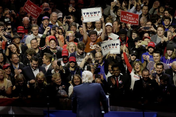 Donald Trump at a Thursday campaign rally in Cincinnati, Ohio. (Photo: Mike Segar/Reuters)
